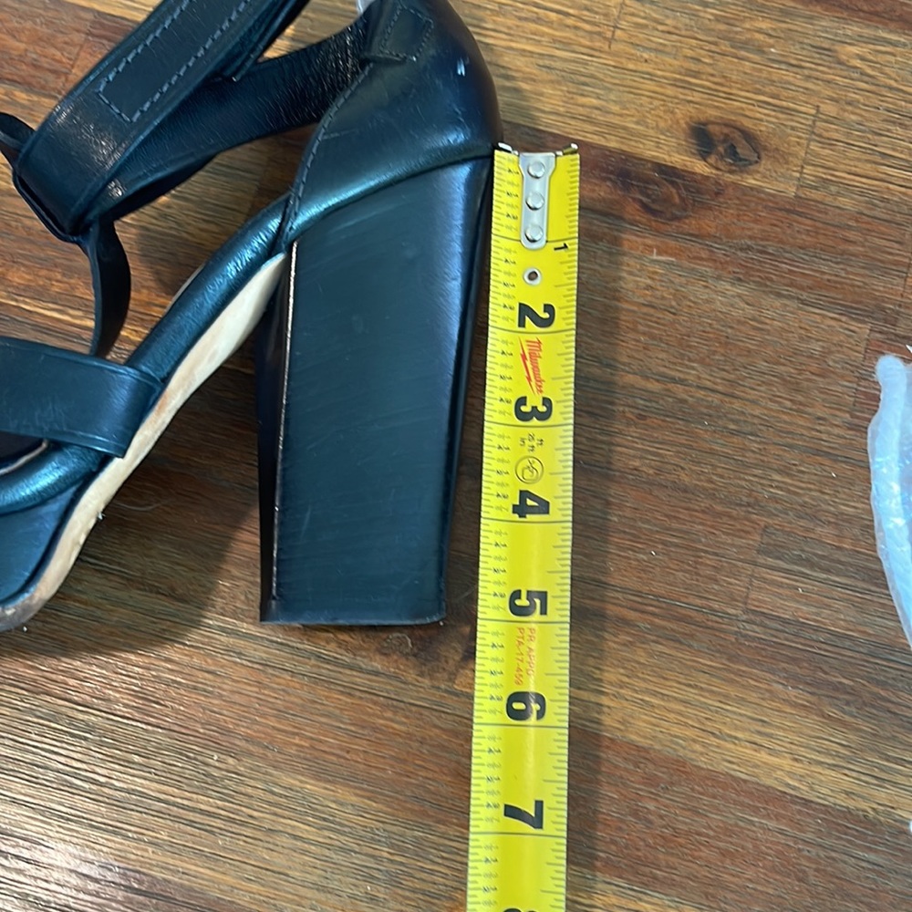 D&G Dolce‎ & Gabbana Black Leather Strappy Sandals Super Chunky Heels - 40.5 10 - Picture 11 of 16